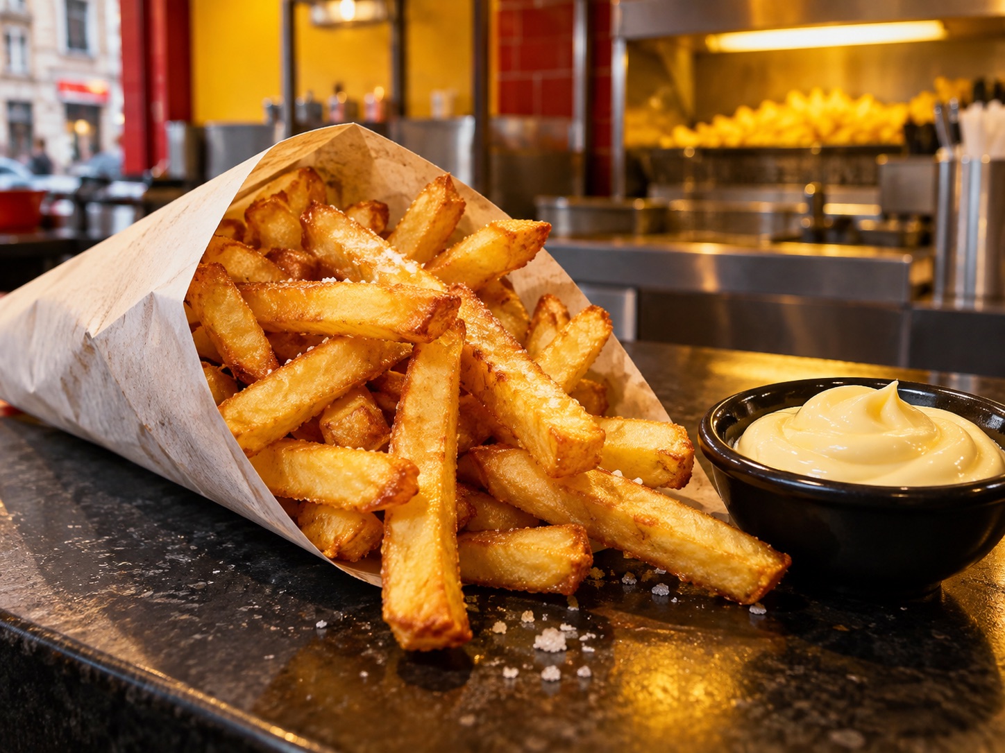 Verse Belgische frieten met mayonaise